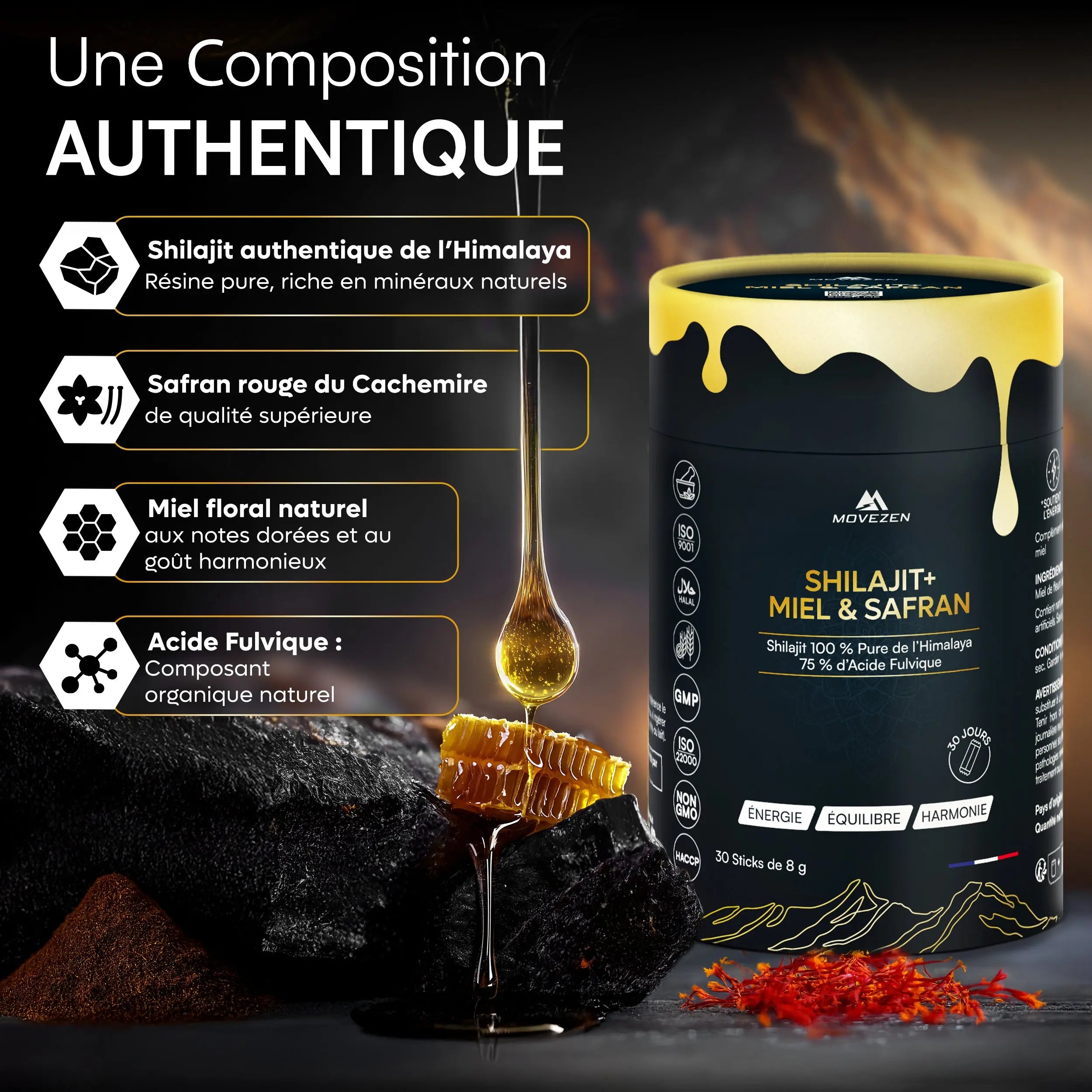 Shilajit + Résine avec Miel & Safran Bio MOVEZEN