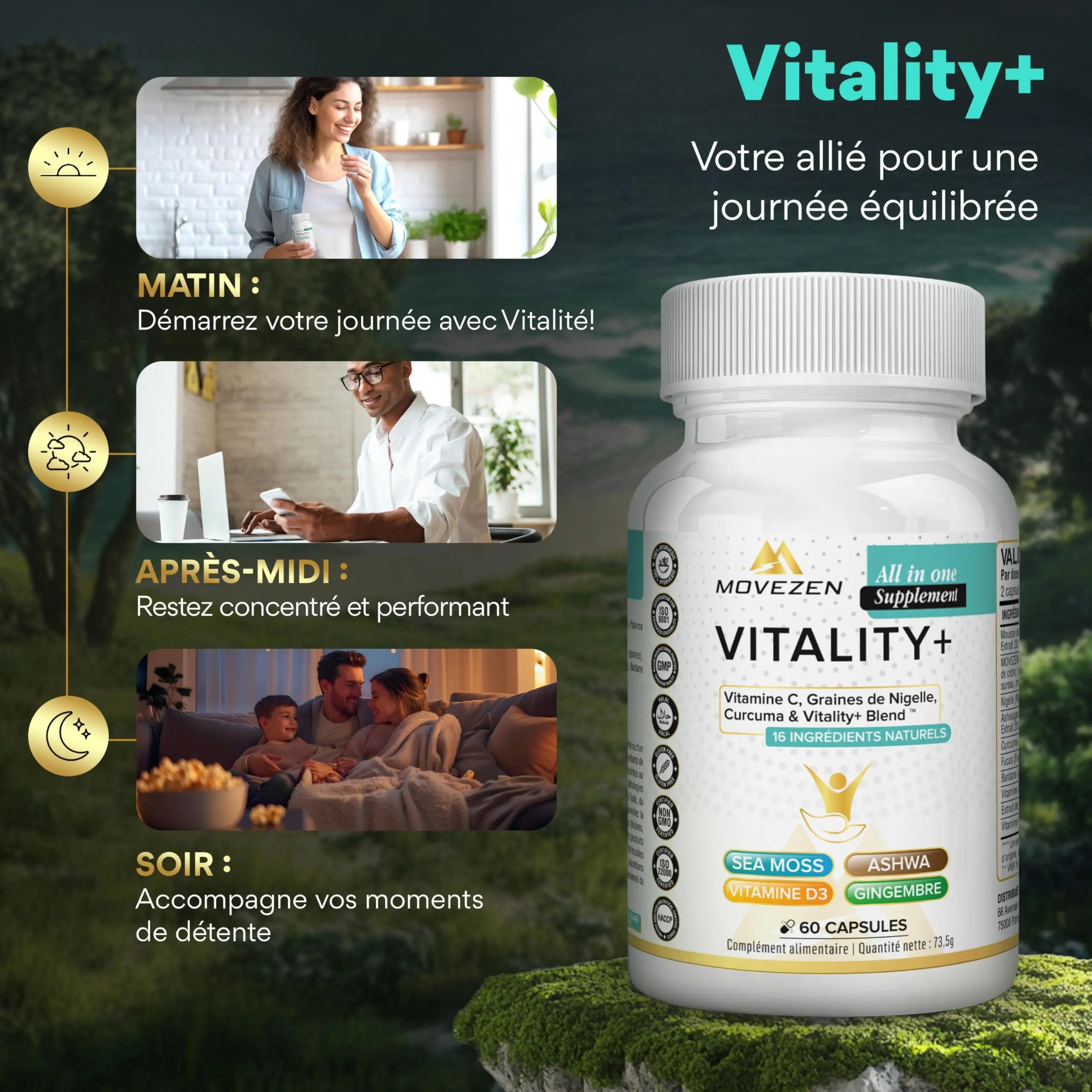 VITALITY + 16-en-1 - 60 Gélules Vegan MOVEZEN