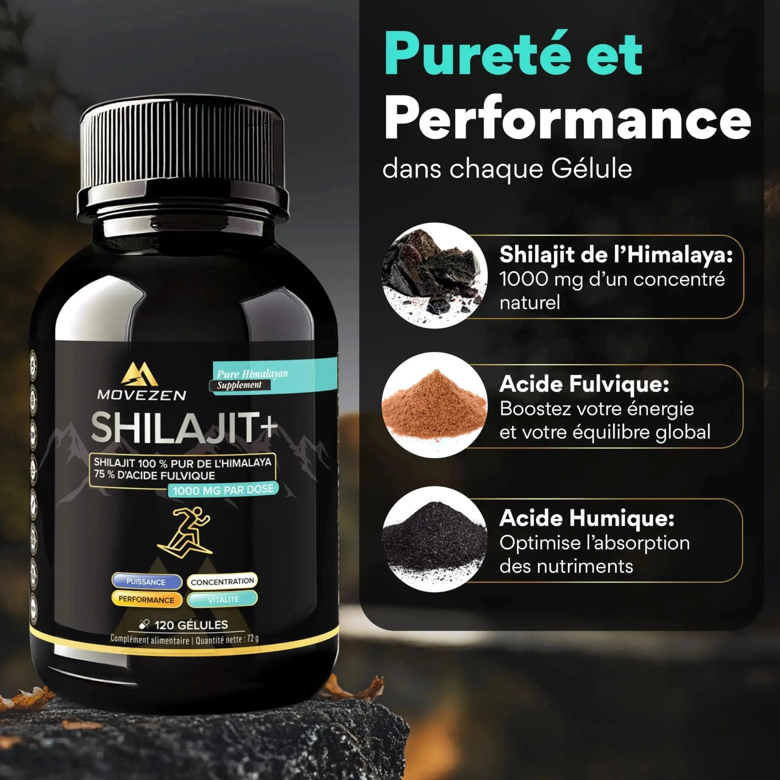Shilajit+ 120 Gélules MOVEZEN