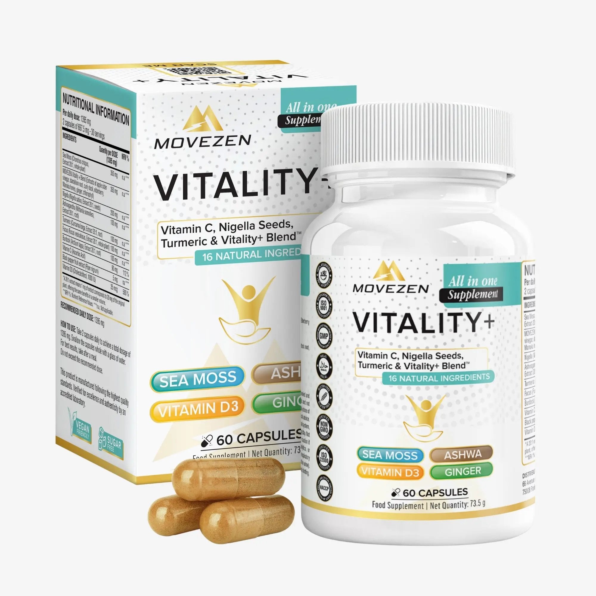 VITALITY + 16-en-1 - 60 Gélules Vegan MOVEZEN