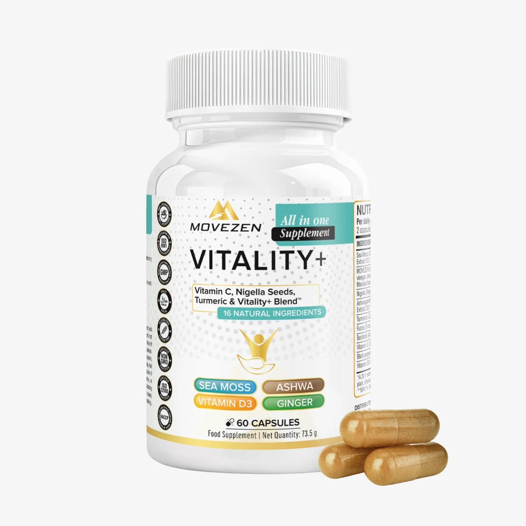 VITALITY + 16-en-1 - 60 Gélules Vegan MOVEZEN
